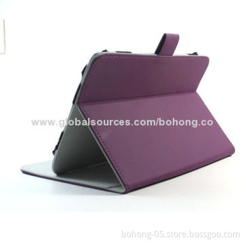 Universal Leather Case for 7-8-inch Tablet PCs, Double Elastics Fixed the Tablet
